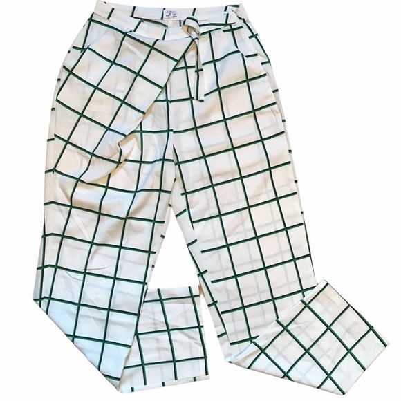 Runaway Australia Grid Print Wrap Pants High Waisted Trousers Size 10/M - Picture 2 of 11